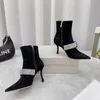 Dress Shoes Diamond Buckle Sexy Fashion Boots for Women Pointed Toe Party High Dunne Heel