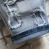 Sztuka 3D Sztuka Drukowane Męskie Jasne Niebieskie Wygodne Denim Spodenki Letnia Młodzież Must-Moda Slim Dżinsy 210714