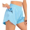 Executando Shorts Mulheres 2 em 1 Ginásio Yoga Fitnes Esportes Dupla-Deck Jogging Calças de treino com bolsos