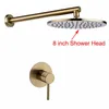 Brushed Gold Solid Brass Bathroom Shower Set Rianfall Head Bath Faucet Wall Mounted Ceiling Arm Mixer Water System Panel Black