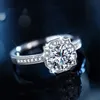 Sterling Silber Luxus Braut 1CT D Farbe Moissanite Halskette Ohrring Ring Hochzeit Schmuck Set Frauen Männer Geschenk