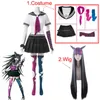 アニメDanganronpa Mioda Ibukiコスプレコスチュームカラフルな悪魔ホーンウィッグ女性ハロウィーンカーニバル小道具Y0913