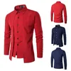 Camicie eleganti da uomo 2021 Camicia da lavoro formale da uomo primavera autunno manica lunga abbottonata con spacco bianco nero rosso blu