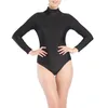 Kvinnors Badkläder Långärmad Turtleneck Bodysuit Leotards One Piece Underkläder - Svart, 3xl