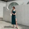 Sexy Bodycon Sukienka Kobieta Elegancki Zielony Bez Rękawów Pasek Szlifierski Midi Wieczór Dresses Summer Office Lady Workwear 210608