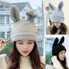 Cappello da donna coreano invernale lavorato a maglia con berretto carino orecchie da coniglio di coniglio tinta unita all'aperto casual elastico da sci Skullies berretto scaldino P 211119