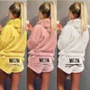 Frauen Korallen Samt Anzug Zwei Stück Herbst Winter Pyjamas Warme Nachtwäsche Nette Katze Meow Muster Hoodies Shorts Set Neue 201102