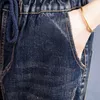 Vintage Impressão Bordado Jean Loose Plus Size Harem Calças Denim Cottons Do Velho Jeans Bottoms de outono coreano 220310