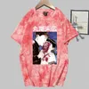 Suehiro Maruo Print Fashion Krótki Rękaw Runda Neck Tie Dye Koszulka Unisex Jesień Y0809