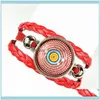 Charm Jewelrycharm Bilezikler 1 PC tarzı bandan bileklik mandala çiçek Budizm Zen Mavi Kırmızı Mor Pembe Cam El Zinciri Hediye1 Delim