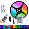 Tira de luz LED con 2835 5050 RGB Luces LED 5 m Tiras de epoxi seguras WIFI Voz Bluthtooth Controlador de aplicación de teléfono inteligente Juego de lámpara decorativa 12 V