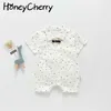 Zomer baby romper polka dot revers jumpsuit leisure romper baby boy kleding baby rompertjes 210701