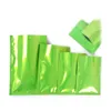 200Pcs Green Open Top Aluminum Foil Bag Heat Vacuum Seal Tear Notch Package Pouches for Food Coffee Bean Dry Fruit Sundries