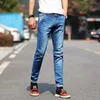 Mężczyźni Rozciągliwy Denim Skinny Green Jeans Wiosna Jesień Marka Czarny Wysokiej Jakości Moda 210723