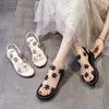 Sandals Summer Women Elegant Slides Heels Lady Fashion Flowers Flat Shoes Femme Casual Girls Wedges Platform 4cm Zapatos