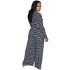 Klassisk Mode Kontrast Striped Tryckt Casual 2 Piece Outfits Kvinnor Sätter Långärmad Pullover Tunika Wide Leg Pants Office Suit 210525