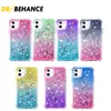 Gradient 3 i 1 PC TPU Bling Quicksand Glitter Telefonfodral för 12 Pro Max XS 6 7 8 Fall