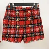 HIGH STREET Newest 2021 Designer Shorts Women s Fringed Tassel Plaid Tweed Shorts 210306