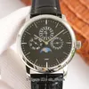 Üst versiyonu TWF İzle Patrimony Perpetual Takvim 43175 / 000P-B190 CAL.1120QP Otomatik Erkek İzle Gri Dial Mavi Deri Kayış Gents Spor Saatı