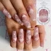 24 stcs professionele nep nagels lange ballerina half Franse acryl nagel tips druk op nagels volledige cover manicure schoonheid gereedschap343c