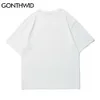 T-Shirt Yaz Harajuku Hip Hop Polar Oyuncak Tavşan Baskı Kısa Kollu Rahat Pamuk Tişörtleri Streetwear Gevşek Tees Tops 210602