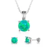 Earrings & Necklace Fashion Opal Accessories Set For Women Cut Round Imitation Blue Fire Plant Pendant Wedding Jewelry