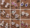 2021 45 Styles brillant boucles d'oreilles zircon cubique argent plaqué cristal strass boucles d'oreilles pour femmes mode mariage ensemble de bijoux