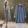 New Fashion Kids Girls Jeans Dress 2020 Spring Long Sleeve Denim Tshirt Dresees 10 12 Years Children Rainbow Clothes Fall Tees Q0716
