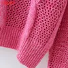 Tangada Frauen Mode Rosa Twist Gestrickte Pullover Jumper O Hals Weibliche Elegante Pullover Chic Tops 2J35 210914