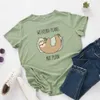 100% Cotton Women T-Shirt Lazy Sloth Weekend Plans No Plans Print O-Neck Short Sleeve Summer Female Tees Top W739 210526