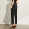 Amii minimalizm letni jesień mody dżinsy przyczynowe bawełniane czarna czarna wysoka talia prosta dżinsy na kostkę 12040026 210302