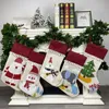 Christmas Stocking Snowman Bear Printing Santa Candy Gift Bag Xmas Tree Decoration Festival Party Indoor Hanging Pendant