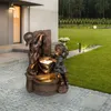 Trädgårdsdekorationer inomhus / utomhus flicka och pojke statyharts skulptur Yard Art Decoration Jardineria Decoracion Drop