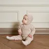 Enkelibb bebe knit manga comprida macacão com perna cor sólida bebê menina outono inverno roupas uma peça para recém nascido 210315