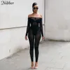 Nibber body sexy bodysuit seethrough mesh longsleeve twopiece set summer slash neck high waist leggings bar carnival outfit T200603