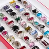 Cheap discount promotion 50pcs/box display tray box Bohemian Silver Gold Vintage gemstone turquoise Costume wedding women jewelry Party Gift Band Wedding rings