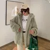 Kvinnors Fur Faux Vinter Jacka Coat Casual Hooded Solid Färg för Kvinnor Teddy Bear