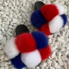 Pom Fur Slipper Fluffy Sliders Ry Sandals Real Rabbit Slides Multicolor Anpassa 210622