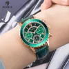 MEGIR & RUIMAS Green Leather Strap Watches Women Luxury Quartz Watch Lady Relogio Feminino Top Brand Chronograph Wrist Watches 210310