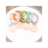 Factory direct selling beaded baseball wooden bead bracelet personality wood chips can be engraved multi-color optional