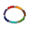 7 Chakra's Natuursteen Armband Paars Crystal Tiger Eyes Stone Beads Armband Seven Puls Ronde Yoga Energy Stone Armbanden