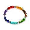 Pulsera de piedra natural de 7 chakras Pulsera de cuentas de piedra de ojos de tigre de cristal púrpura Pulseras de piedra de energía de yoga redonda de siete pulsos