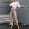 Sollinarryカジュアルワイドレッグソリッドレディースロングパンツハイストリートスプリングルーズズボンファッションオフィスの女性のズボンSteetwear 210709