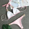 2021 Nyaste rosa sammet kvinnlig delad baddräkt sexig kristall diamant bikini hel baddräkt strand set2296