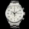 Nieuwe Mens Horloges White Face Chronograph Horloges Quartz Stopwatch Sport Horloge Roestvrijstalen Strap Montre Baterli