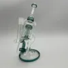 Nytt unikt glas Bong Clear Hookahs Pipe Recycler DAB Rig Comb och Inline PERC OLJE RIGS 14.5mm Joint Bongs Vattenrör Percolator