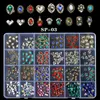 Strass 3D à paillettes AB, 24 grilles, pierres brillantes à dos plat, décorations d'ongles mixtes, pierres précieuses en cristal de Zircon