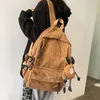 Mochila Estilo Moda Feminina Veludo Cordão Puro Listras Harajuku Mochila Escolar Adolescente Luxo Menina Fêmea Bonita Bagkpack Mochila