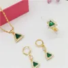 Dreieck Schmuckset Set 18 Karat Gelbgold Gefüllt Elegante Frauen Anhänger Ohrringe Ring Geschenk