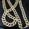 16 tum 18 tum 20 tum 22 tum 24 tum 26 tum 28 tum 30 tum Iced Out Rhinestone Guld Silver Link Chain Herrhalsband